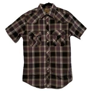 Coevals Club Short Sleeve Western Cowboy Plaid Shirt - Size MEDIUM